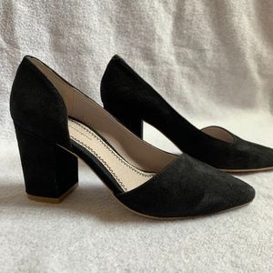 Pilcro and the Letterpress Black Suede Heel
